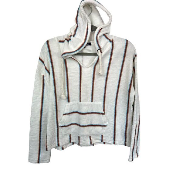 Ocean Drive Striped Terry Cloth Beach Hoodie Poncho, Small - Picture 2 of 9